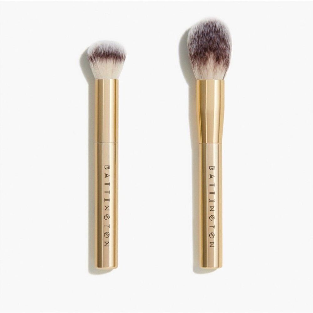 Battington Beauty BNIB Gold High Performance Vegan Powder and Contour Brush Set